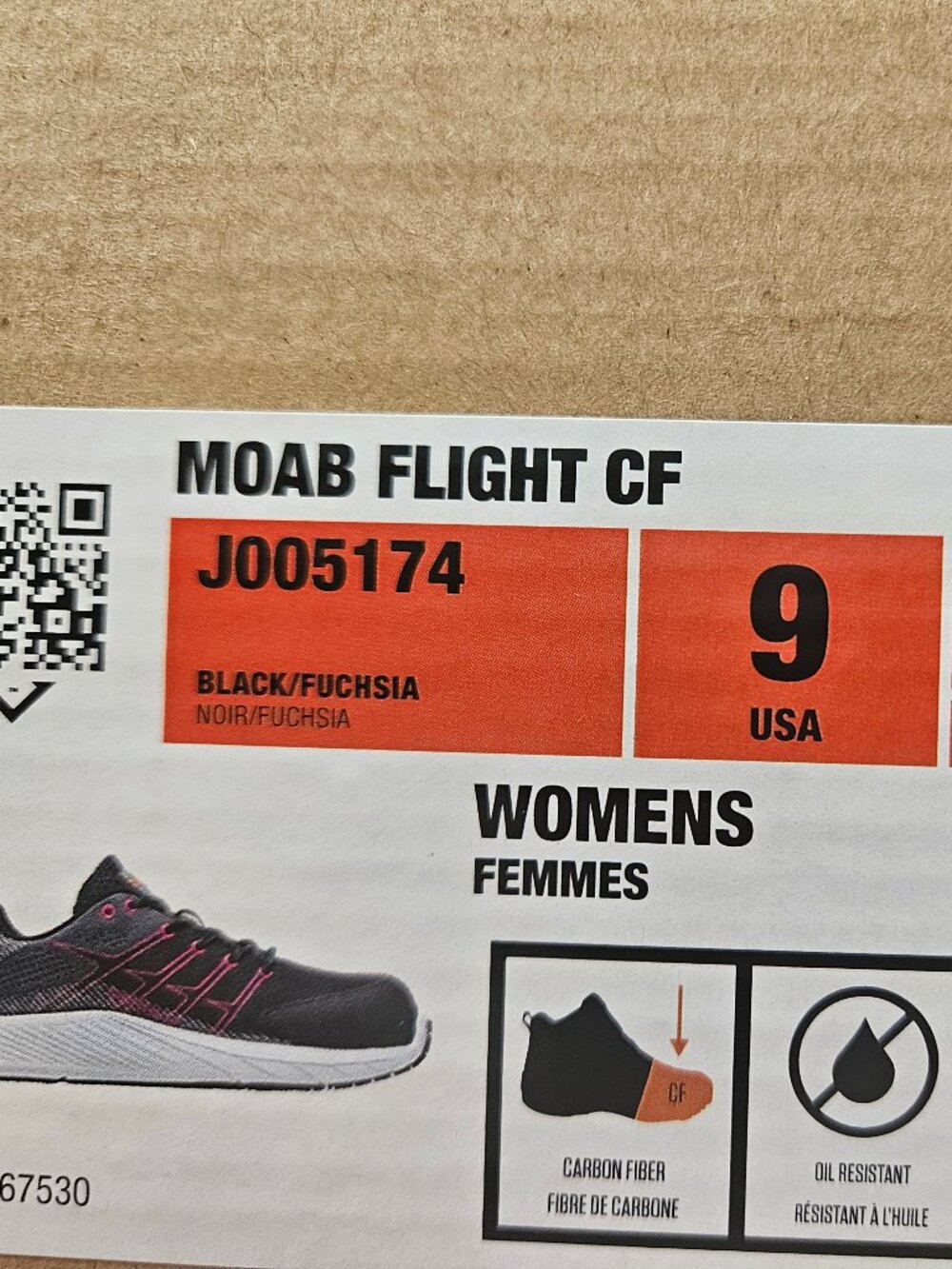NIB Merrell Moab Flight CF Work Shoes - Black/Fuchsia Safety Toe - Women's 9 M - Picture 12 of 13